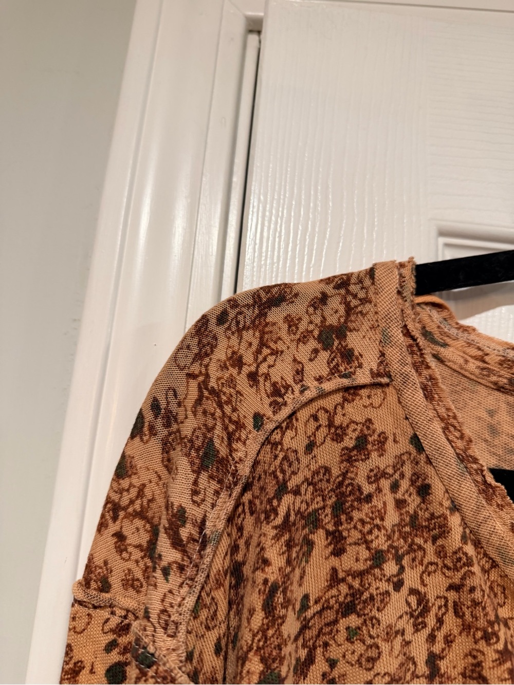 NWOT Free People We The Free Size S Floral Stripe Henley Top Long Sleeve Boho - Picture 5 of 12
